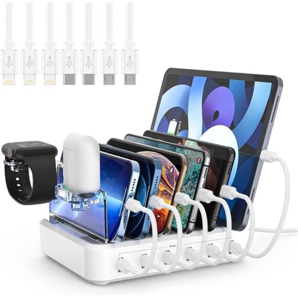 Charging Station for Multiple Devices,60W 6 Port Charger Station - Picture 1 of 7